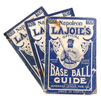 1906-08 Napoleon Lajoie Official Baseball Guide Complete Set of (3)   